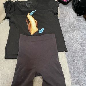 Girls tshirt and spandex tight shorts